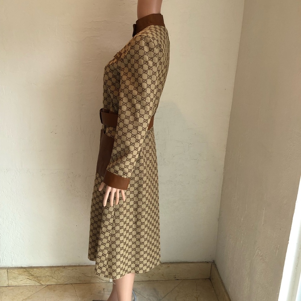 Gucci Canvas/Leather GG Classic Trench Coat Beige/Ebony Women's Size 40(M) - Picture 4 of 16